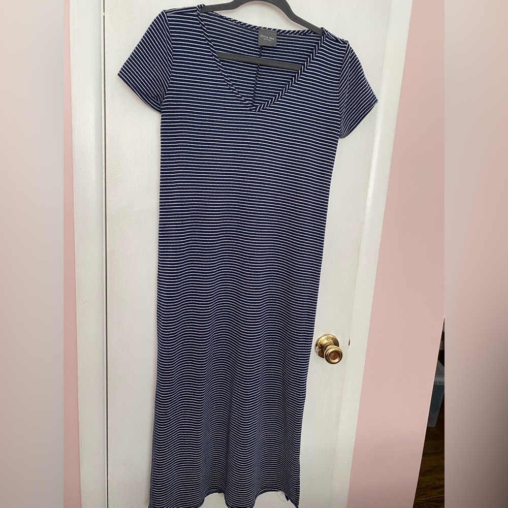 Olivia Rae Blue and White Sheath Maxi Dress
